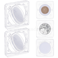 Acrylic with Plastic Coin Display Box, Square, Clear, 6.05x6.05x1cm(ODIS-WH0010-12)