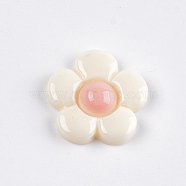 Resin Cabochons, Flower, Beige, 20x20~21x5~6mm(CRES-Q197-37G)