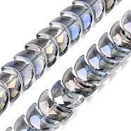 Electroplate Glass Beads Strands, Moon, Light Steel Blue, 9x14x7mm, Hole: 0.9mm, about 99~101pcs/strand, 35.08~36.36''(89.1~90.9cm)(EGLA-T021-07I)