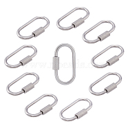 Unicraftale 304 Stainless Steel Screw Carabiner Lock Charms, Oval Keychain Clasps for Necklaces Making, Stainless Steel Color, 26x14x4mm, Screw: 8x4mm, 10pcs/box(STAS-UN0047-24P)