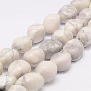 Natural Howlite Bead Strands, Tumbled Stone, Nuggets, 15~25x16~18x11~16mm, Hole: 2mm, about 22~25pcs/strand, 15.75 inch(G-K153-D15)