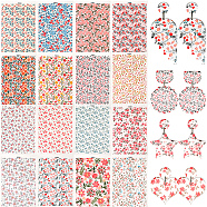 16 Sheets 16 Style Flower Pattern Ceramics Clay Water Transfer Paper, Underglaze Transfer Decals, for DIY Earrings Pendants Hair Clip, Mixed Color, 147x106x0.2mm, 1 sheet/style(DIY-CP0010-38)