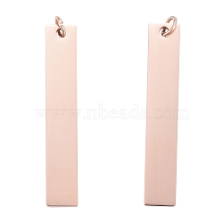 201 Stainless Steel Pendants, Manual Polishing, Rectangle, Stamping Blank Tag, Rose Gold, 40x7x1.5mm, Hole: 3mm(STAS-S105-T604D-3)