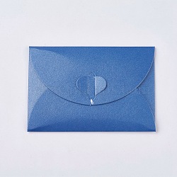 Retro Colored Pearl Blank Mini Paper Envelopes, Wedding Party Invitation Envelope, DIY Gift Envelope, Heart Closure Envelopes, Rectangle, Steel Blue, 7.2x10.5cm(DIY-WH0041-A05-A)