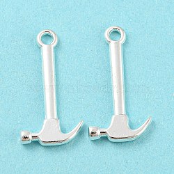 Tibetan Style Alloy Tool Pendants, Lead Free & Cadmium Free, Hammer, Silver Color Plated, 25x13x2mm, Hole: 2mm(TIBEP-LF11041Y-S-LF)