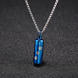 Stainless Steel Column Pendant Necklaces for Women, Urn Ashes Necklaces, Blue, no size(SF8174-3)