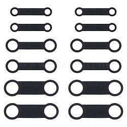 12Pcs 3 Styles Silicone Pet ID Blank Tag, Rectangle Pet Collar, Black, 64~82x14.5~25x2~2.7mm, Hole: 8~18.5mm, 4pcs/style(MP-UN0001-01)