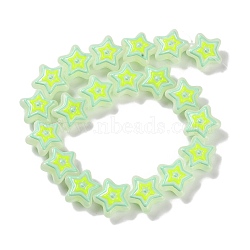 Glass Imitation Jade Beads Strands, with Enamel, Star, Green Yellow, 21.5x22x11mm, Hole: 1.3mm, about 20pcs/strand, 14.96 inch(38cm)(GLAA-L047-05A)