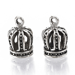 Tibetan Style Alloy Pendants, Cadmium Free & Lead Free, Crown, Antique Silver, 15x8.5mm, Hole: 1.6mm, about 585pcs/1000g(TIBE-R317-039AS-LF)