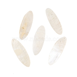 Natural Capiz Shell Pendants, Oval Charms, Seashell Color, 45x15x1mm, Hole: 1.2mm(BSHE-S304-15)