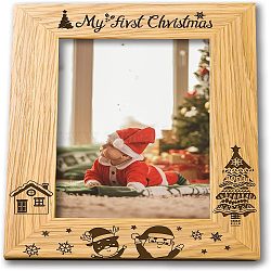 Natural Wood Photo Frames, for Tabletop Display Photo Frame, Rectangle, Peru, Christmas Themed Pattern, 152x102mm(DIY-WH0234-001)