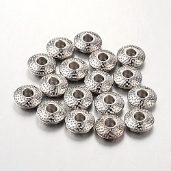 Tibetan Style Alloy Spacer Beads, Lead Free & Cadmium Free, Flat Round, Platinum, 8x3mm, Hole: 2.5mm(TIBEB-R011-P-LF)