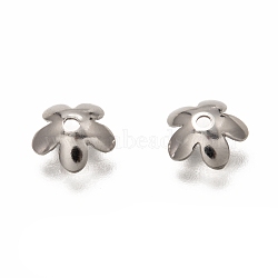 5-Petal 201 Stainless Steel Bead Caps, Flower, Stainless Steel Color, 7.5x8x2.3mm, Hole: 1.2mm(STAS-I176-11P-A)