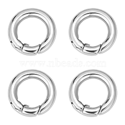 4Pcs Smooth 304 Stainless Steel Spring Gate Rings, O Rings, Snap Clasps, Stainless Steel Color, 9 Gauge, 15x3mm(STAS-UN0041-72)