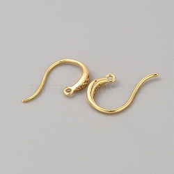 Brass Earring Hooks, with Clear Cubic Zirconia & Horizontal Loops, Real 18K Gold Plated, 17x10x2mm, Hole: 1mm, Pin: 0.5mm(KK-WH0001-19G)