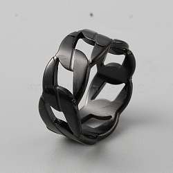 201 Stainless Steel Chains Hollow Finger Ring for Men, Electrophoresis Black, Inner Diameter: 18mm(RJEW-WH0011-15A)