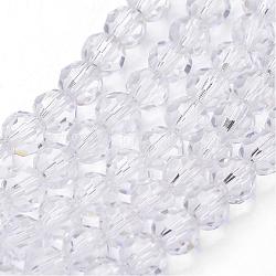 Transparent Glass Bead Strands, Imitate Austrian Crystal, Faceted(32 Facets), Round, Clear, 4mm, Hole: 1mm, about 96~100pcs/strand, 14~14.5 inch(GLAA-G013-4mm-72)