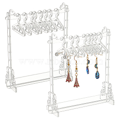 2 Sets Acrylic Earring Display Stands, Clothes Hanger Shaped Earring Organizer Holder with 8Pcs Heart Hangers, Clear, 14x4.95x15cm, 12pcs/set(EDIS-HY0001-12)