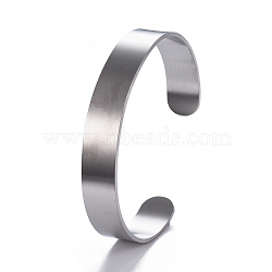 304 Stainless Steel Cuff Bangles, Stainless Steel Color, 2 inchx2-1/2 inch(5.1x6.4cm)(BJEW-E367-04P)