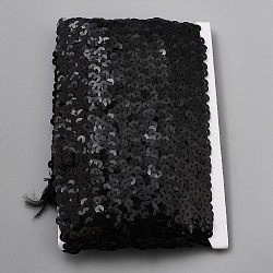 Polyester & Plastic Paillette Beads, Sequins Beads, Ornament Accessories, Black, 35~38mm, about 5yard/card(OCOR-WH0086-62C)