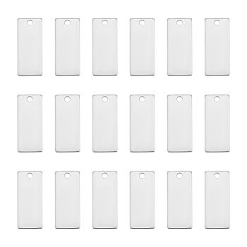 20Pcs 201 Stainless Steel Pendants, Rectangle, Stamping Blank Tag, Stainless Steel Color, 28x12x1mm, Hole: 2.5mm