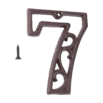 Iron Home Address Number, with Screw, Number, Num.7, 113x87x6mm, Hole: 5mm