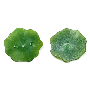 Plastic Pendants, Lotus Leaf, Green, 30x29x4mm, Hole: 1mm