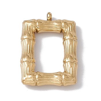 Ion Plating(IP) 304 Stainless Steel Pendants, Rectangle Bamboo Joint Charms, Golden, 24.5x16.5x3.5mm, Hole: 1.6mm