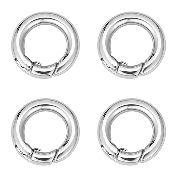 4Pcs Smooth 304 Stainless Steel Spring Gate Rings, O Rings, Snap Clasps, Stainless Steel Color, 9 Gauge, 15x3mm