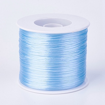 Flat Elastic Crystal String, Elastic Beading Thread, for Stretch Bracelet Making, Light Sky Blue, 0.7mm, about 546.8 yards(500m)/roll