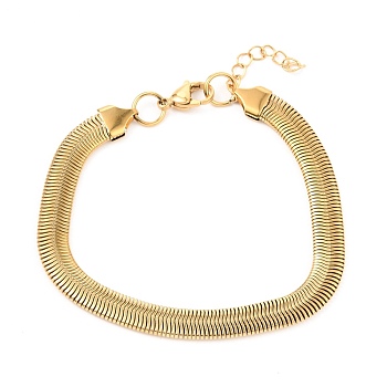 Unisex 304 Stainless Steel Herringbone Chain Bracelets, with Lobster Claw Clasps, Golden, 8-7/8 inch(22.5cm)