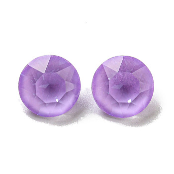 Glass Rhinestone Cabochons, Point Back & Back Plated, Faceted, Round, Purple Velvet, 6x4.5mm