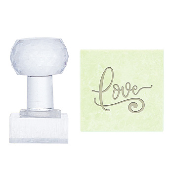 Clear Acrylic Soap Stamps, DIY Soap Molds Supplies, Square with Love, Word, 60x38x38mm, pattern: 35x35mm