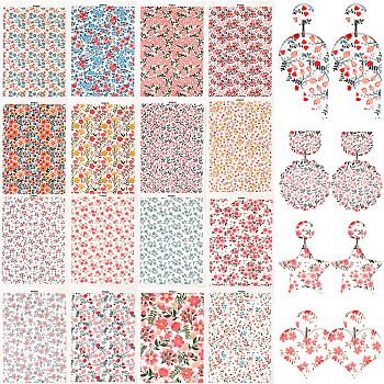 16 Sheets 16 Style Flower Pattern Ceramics Clay Water Transfer Paper, Underglaze Transfer Decals, for DIY Earrings Pendants Hair Clip, Mixed Color, 147x106x0.2mm, 1 sheet/style