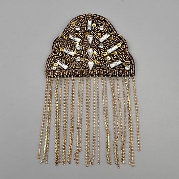 Felt Rhinestone Epaulettes, Shoulder Badge, Garment Accessories, Gold, 200x113x6mm