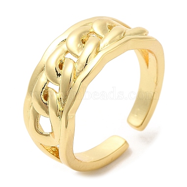 Rack Plating Brass Curb Chains Open Cuff Rings(RJEW-R138-02G)-3