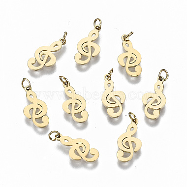 Real 14K Gold Plated Musical Note 304 Stainless Steel Charms