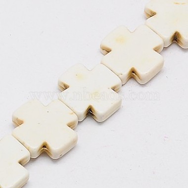 Creamy White Cross Synthetic Turquoise Beads