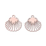 Spray Painted 430 Stainless Steel Pendants, Shell Shape Charms, PeachPuff, 13x12x0.3mm, Hole: 1.2mm(STAS-N121-09B)