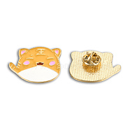 Tiger Shape Enamel Pin, Light Gold Plated Alloy Cartoon Badge for Backpack Clothes, Nickel Free & Lead Free, Goldenrod, 23.5x31mm(JEWB-N007-193)