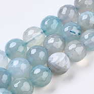 Natural Agate Beads Strands, Dyed, Round, Faceted, 14mm, Hole: 1.2mm, about 28pcs/strand, 14.96 inch(38cm)(G-S359-264)