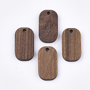 Walnut Wood Pendants, Rounded Rectangle, Saddle Brown, 20.5x11.5x2.5~3mm, Hole: 1.8mm(WOOD-S054-33)