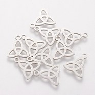 304 Stainless Steel Charms, Trinity Knot/Triquetra, Irish, Stainless Steel Color, 13.3x11.7x1mm, Hole: 1.5mm(STAS-Q201-T172)