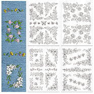 4 Sheets 11.6x8.2 Inch Stick and Stitch Embroidery Patterns, Non-woven Fabrics Water Soluble Embroidery Stabilizers, Flower, 297x210mmm(DIY-WH0455-136)