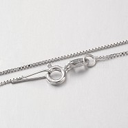 Electroplated 925 Sterling Silver Box Chain Necklaces, with Spring Ring Clasps, Thin Chain, Platinum, 18 inchx0.6mm(NJEW-N0048-02-18)