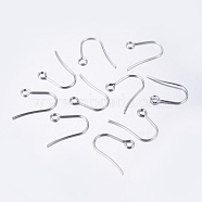 304 Stainless Steel Earring Hooks, Ear Wire, with Horizontal Loop, Stainless Steel Color, 18x15mm, Hole: 2mm, 21 Gauge, Pin: 0.7mm(STAS-P162-13P-A)