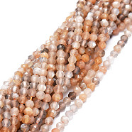 Natural Multi-Moonstone Beads Strands, Faceted, Round, 4~4.5mm, Hole: 1mm, about 97pcs/strand, 15.16''(38.5cm)(G-E569-A02)
