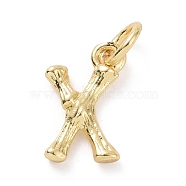 Brass Pendants, with Jump Ring, Golden, Letter Charm, Letter X, 12x7x2mm, Hole: 3mm(KK-K165-04X)