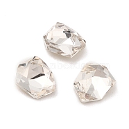 Glass Rhinestone Cabochons, Back Plated, Faceted Polygon, Clear, 8~8.5x7x3mm(GLAA-B012-10)