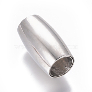 304 Stainless Steel Magnetic Clasps with Glue-in Ends, Oval, Stainless Steel Color, 21x12mm, Hole: 8mm(STAS-G203-07P)